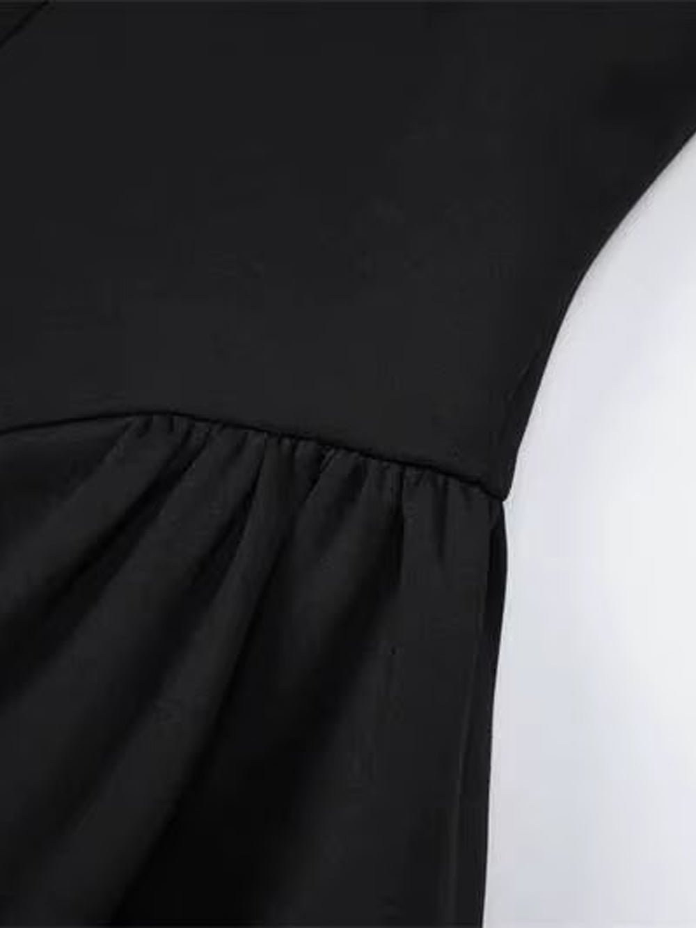 Black Halter Neck Deep V-Neck Contrast Shawl Collar Sleeveless Button Front Fit And Flare Mini Dress