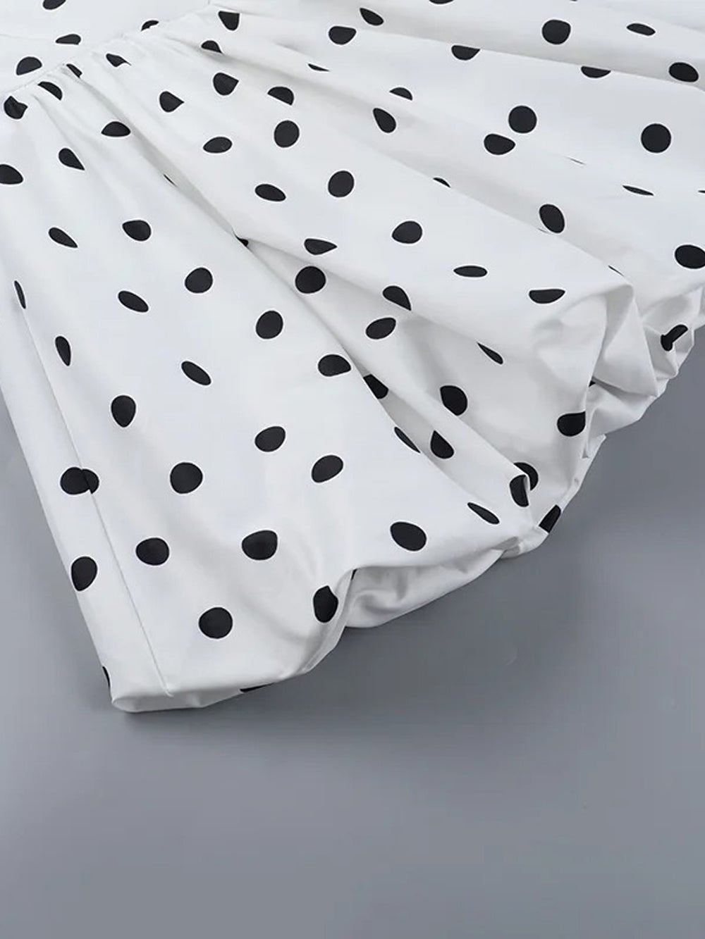 White Polka Dot Halter Neck Corset Bodice Bubble Hem Mini Dress