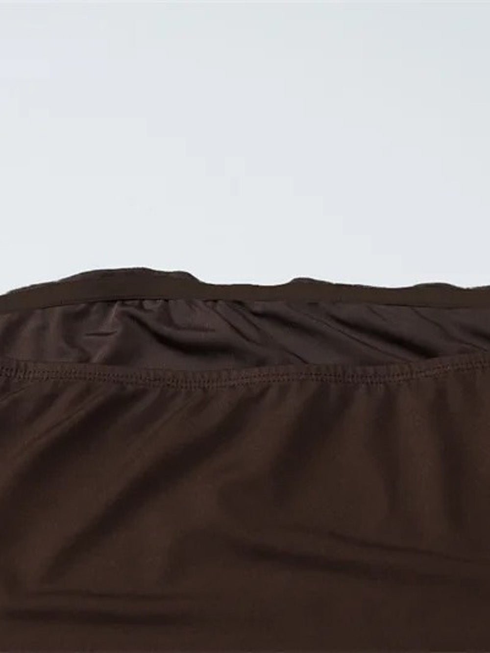 Brown Strapless Drop Waist Gathered Skirt High Split Maxi Dress