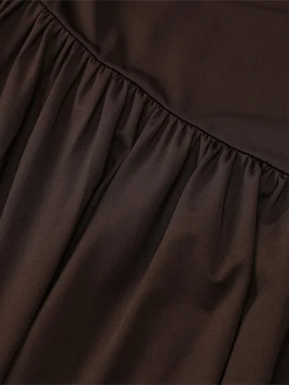 Brown Strapless Drop Waist Gathered Skirt High Split Maxi Dress