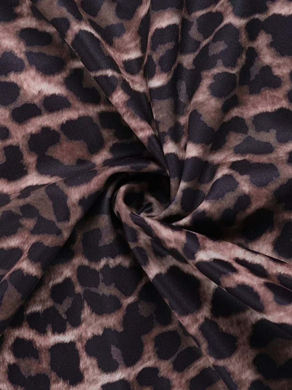 Leopard Spaghetti Strap Deep V-Neck Ruched Lettuce Hem Bodycon Maxi Dress