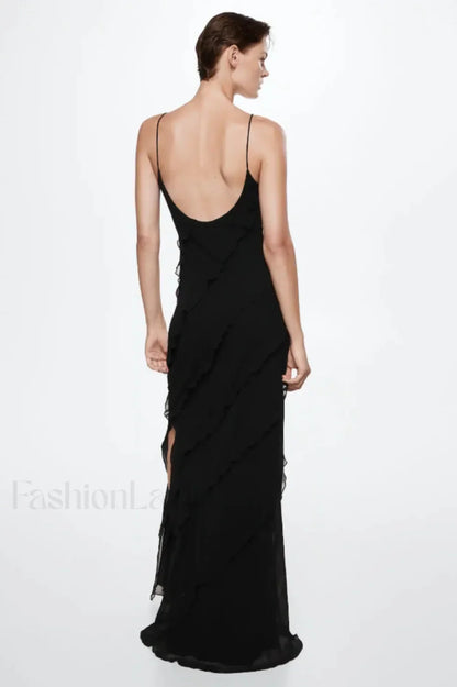 Ocean Waves Tiered Charming Ruffle Maxi Dress