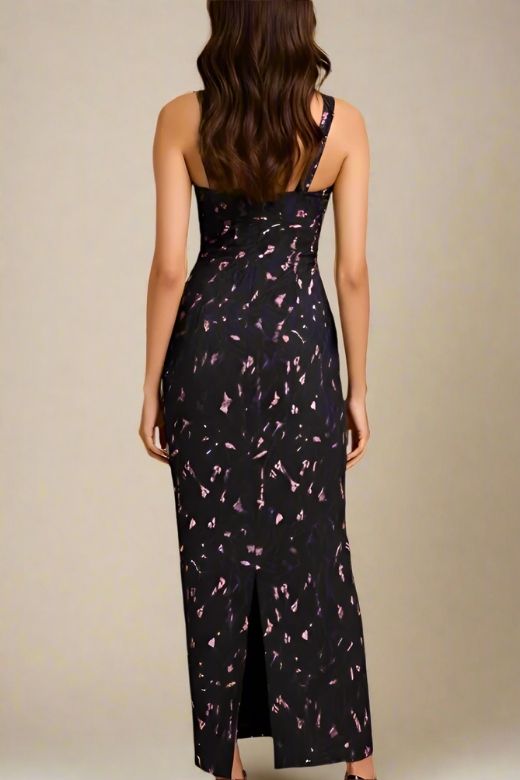 Classic Black Scalloped Sweetheart Bow Shoulder Lace Bodycon Maxi Dress