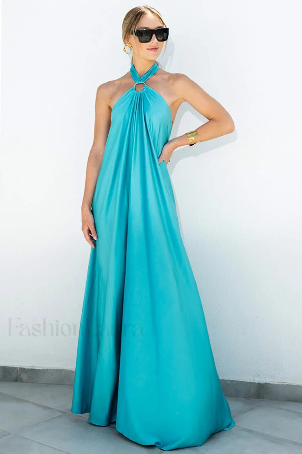 Ofelia Halter Stylish Loop Maxi Dress