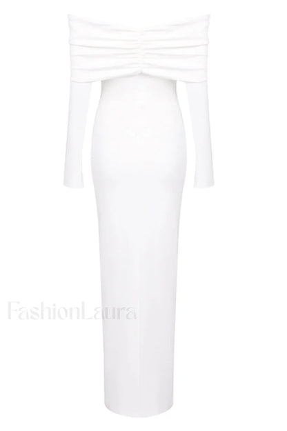 Off Shoulder Bodycon Charming Bardot Midi Dress