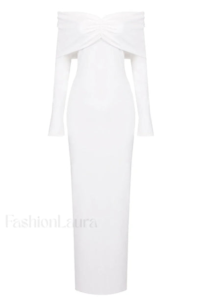 Off Shoulder Bodycon Charming Bardot Midi Dress