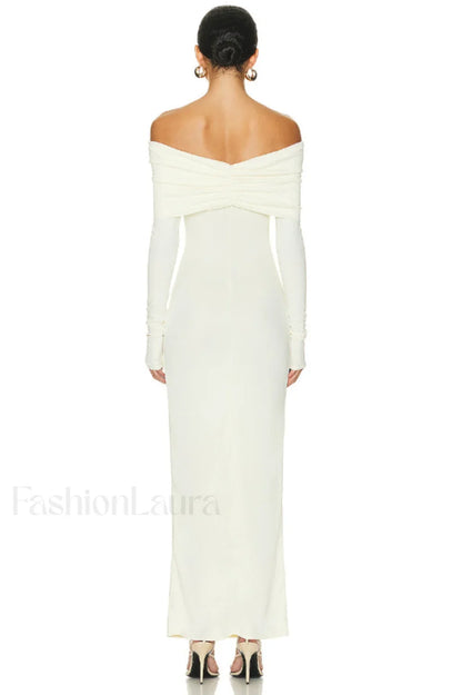 Off Shoulder Bodycon Charming Bardot Midi Dress