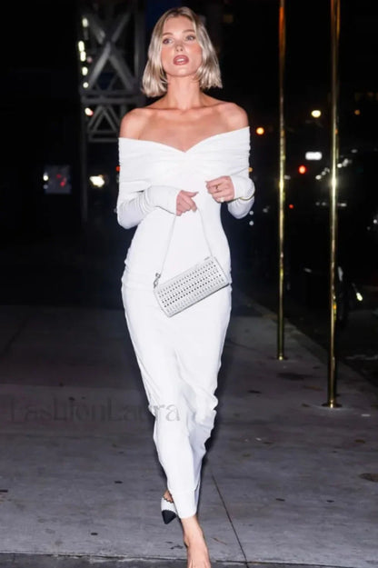 Off Shoulder Bodycon Charming Bardot Midi Dress