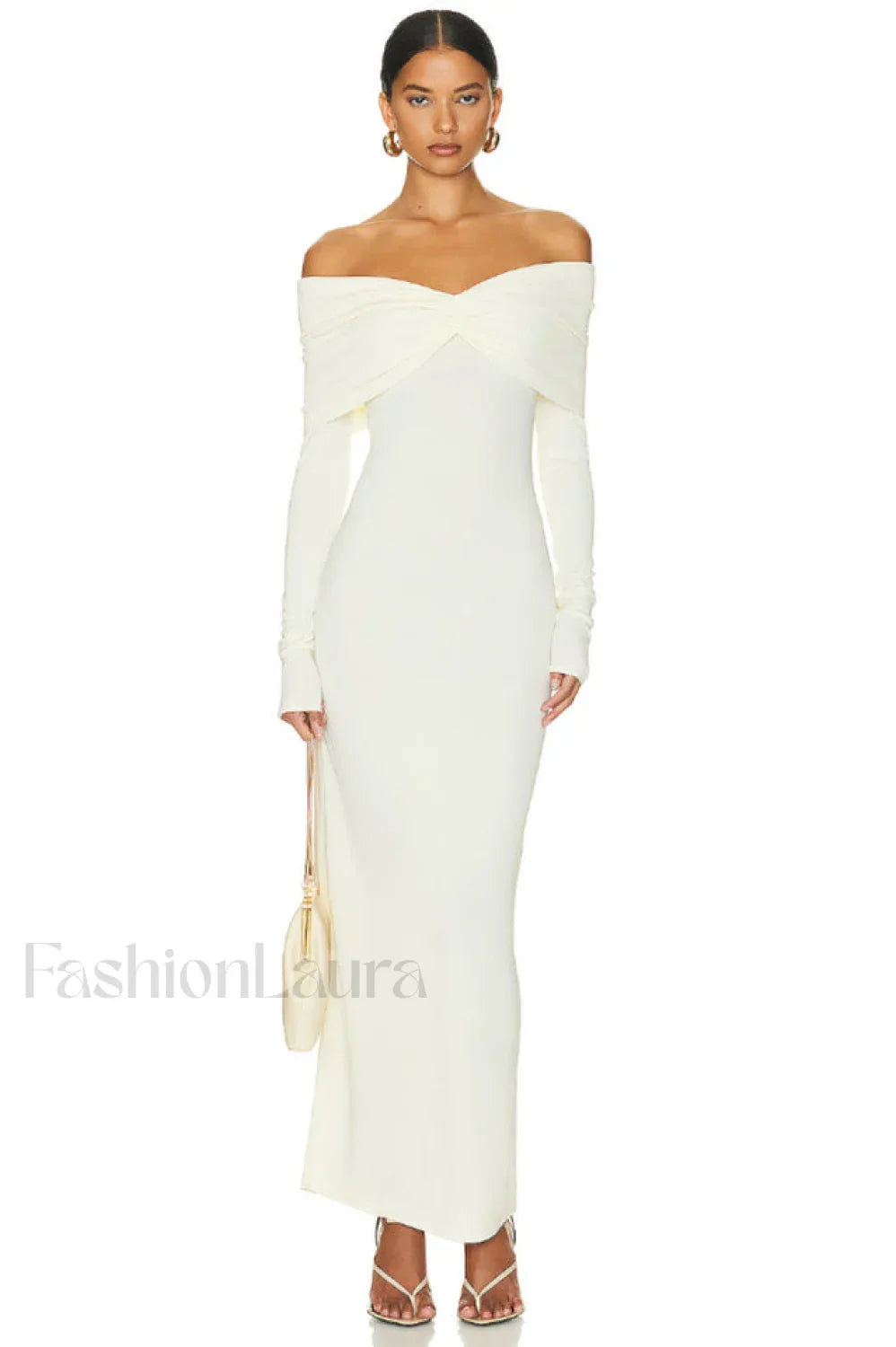 Off Shoulder Bodycon Charming Bardot Midi Dress