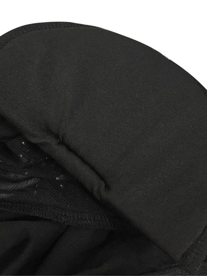 Black Mesh Rhinestone Embellished Deep V-Neck Cup Detail Bodycon Maxi Dress