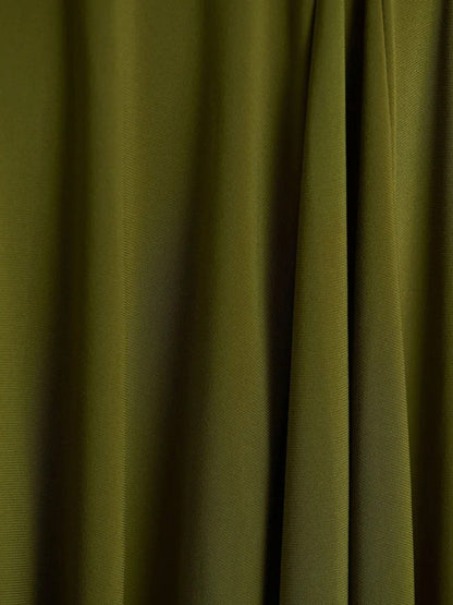 Green Long Sleeve Asymmetric Neck Ring Detail Ruched Drape High Low Bodycon Midi Dress