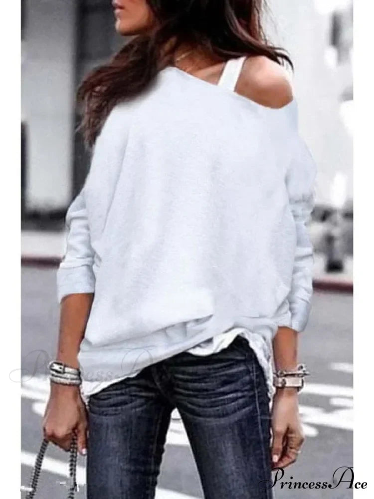 One Sweatshirt Tops Patterned Women's Heart Shoulder Casual Pullover Top