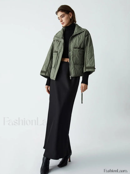 Open Collar Graceful Quilted Coat