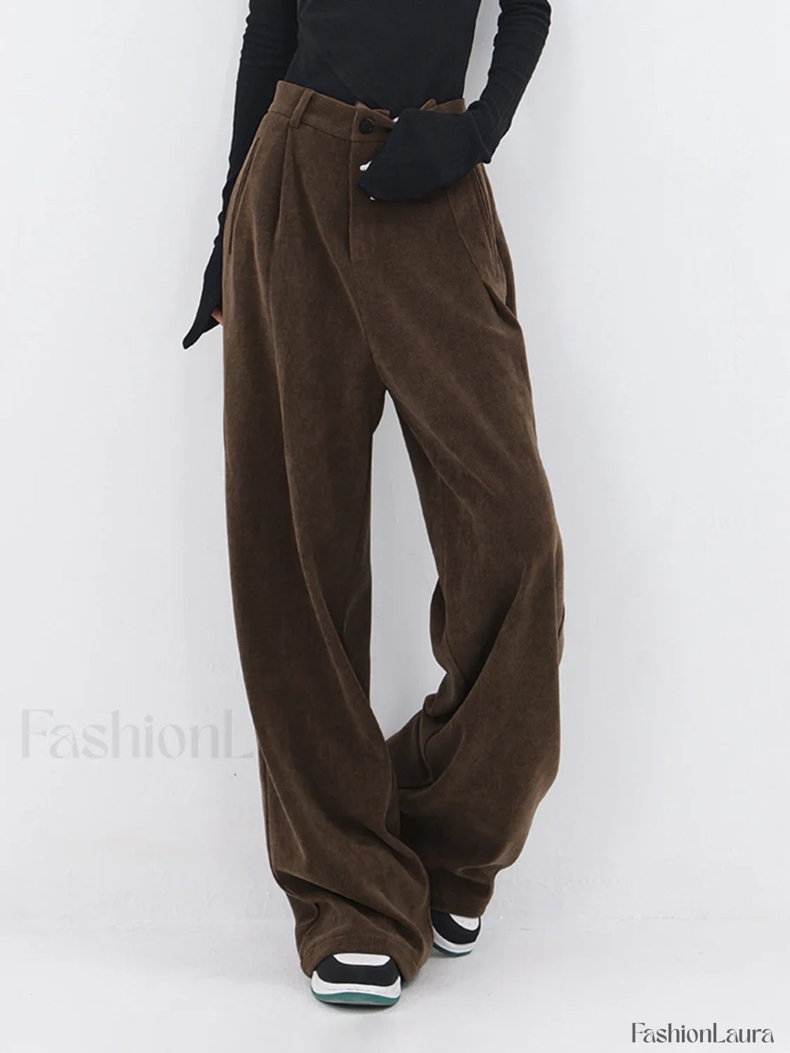 Oversized Corduroy Pleated Trendy Wide Leg Pants