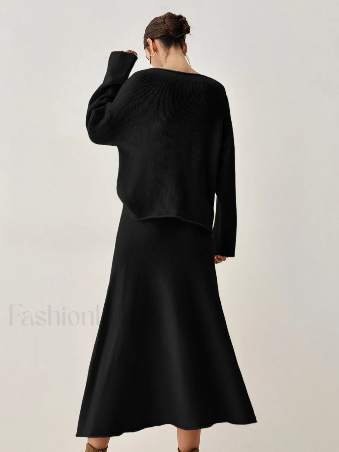 Oversized Sweater Two Trendy Piece Skirt Set