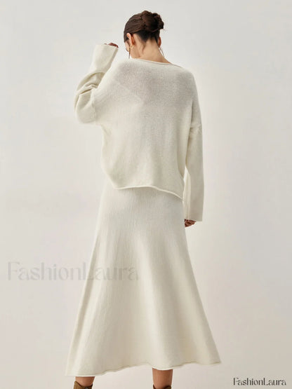 Oversized Sweater Two Trendy Piece Skirt Set
