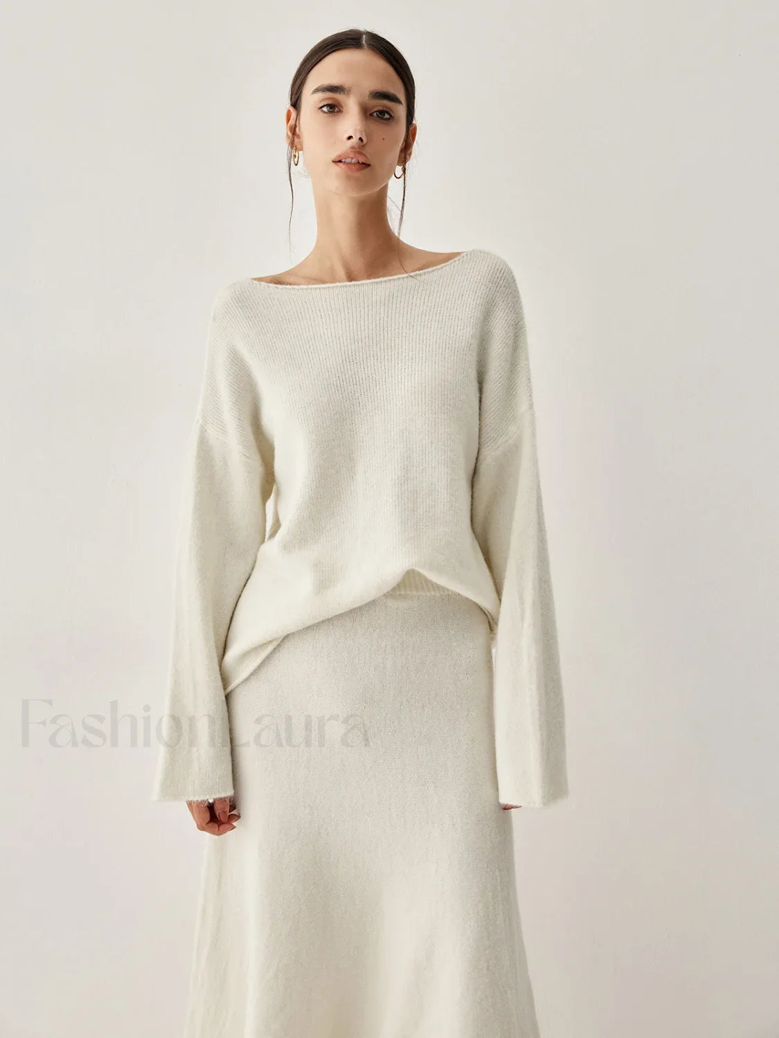 Oversized Sweater Two Trendy Piece Skirt Set