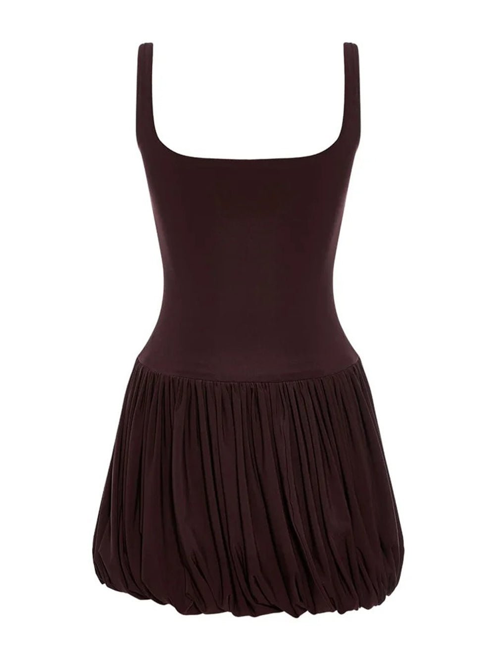 Wide Strap Corset Bustier Gathered Bubble Hem Mini Dress