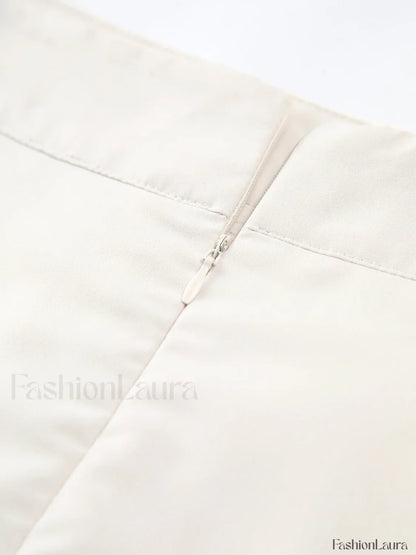 Patchwork Asymmetrical Pleated Buttoned Midi Skirt