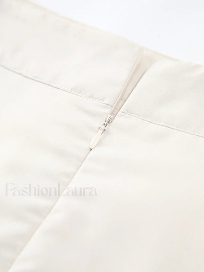Patchwork Asymmetrical Pleated Buttoned Midi Skirt