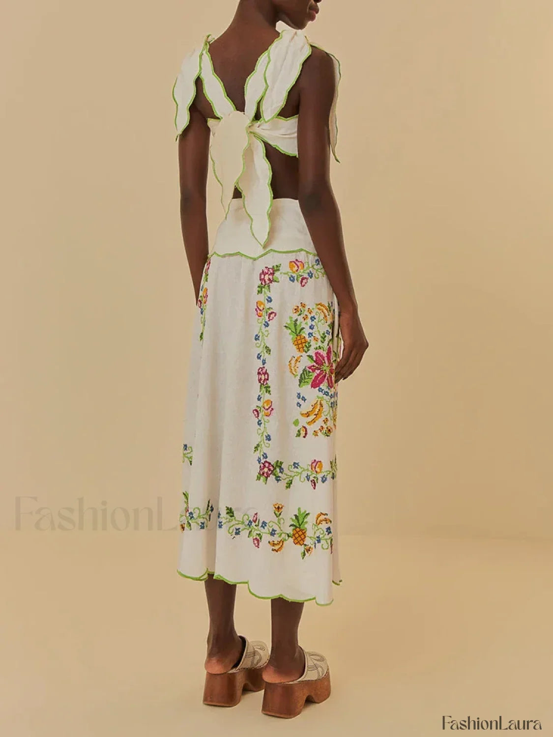 Patchwork Square-Collar Boho Dress
