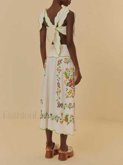 Patchwork Square-Collar Boho Dress