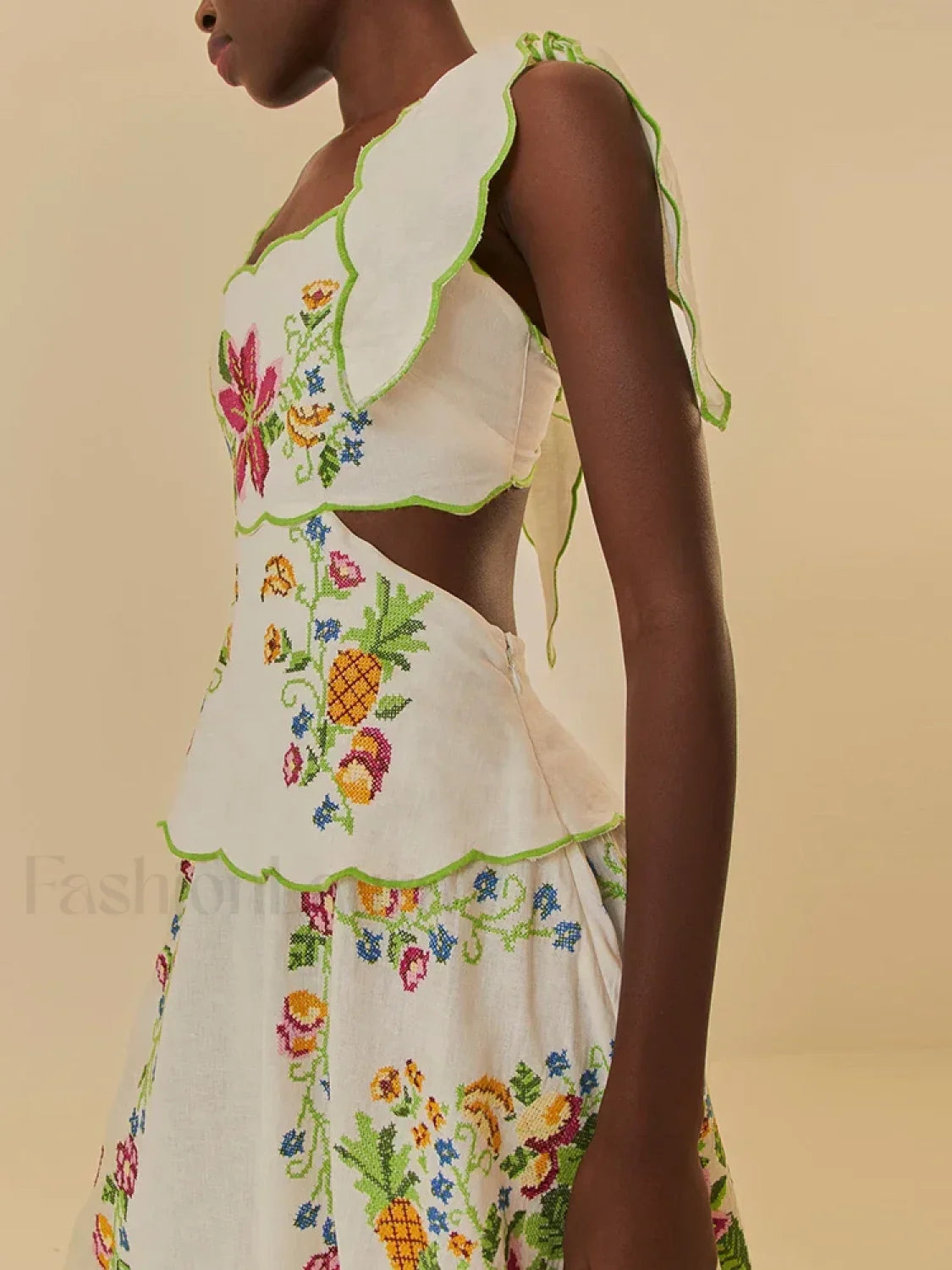 Patchwork Square-Collar Boho Dress