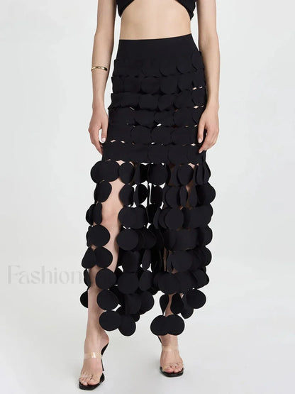 Patchwork Tassel Midi Skirt