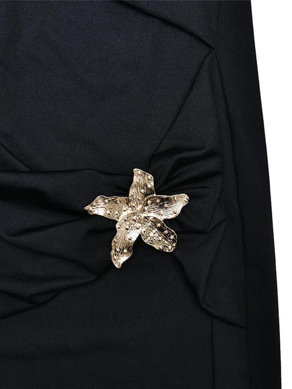 Strapless Ruched Detached Sleeve Starfish Brooch Embellished Maxi Dress