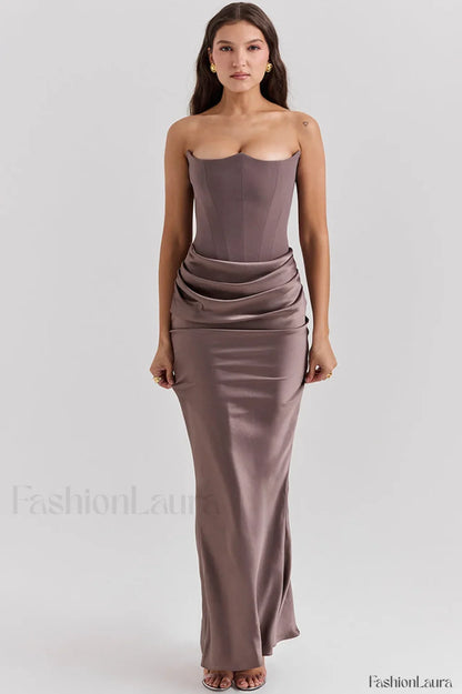 Persephone Off Stylish Shoulder Bustier Maxi Dress
