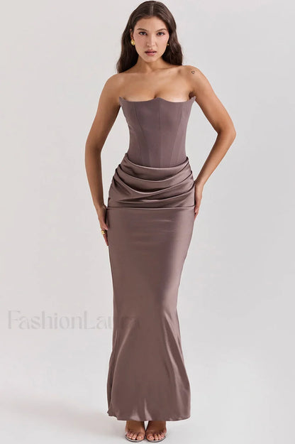 Persephone Off Stylish Shoulder Bustier Maxi Dress