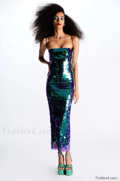 Phoenix Midi Stylish Dress in Sequins