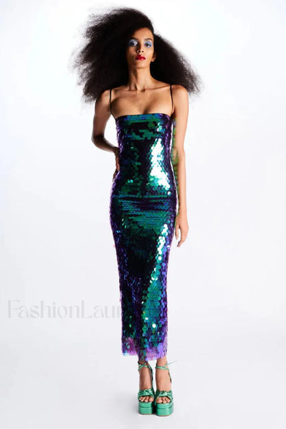 Phoenix Midi Stylish Dress in Sequins