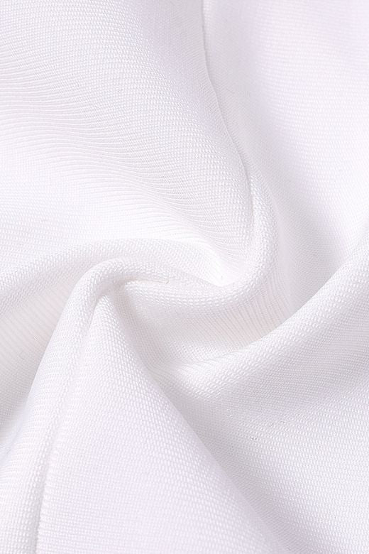 Pearl White Bandage Deep V-Neck Sleeveless High Split Bodycon Midi Dress