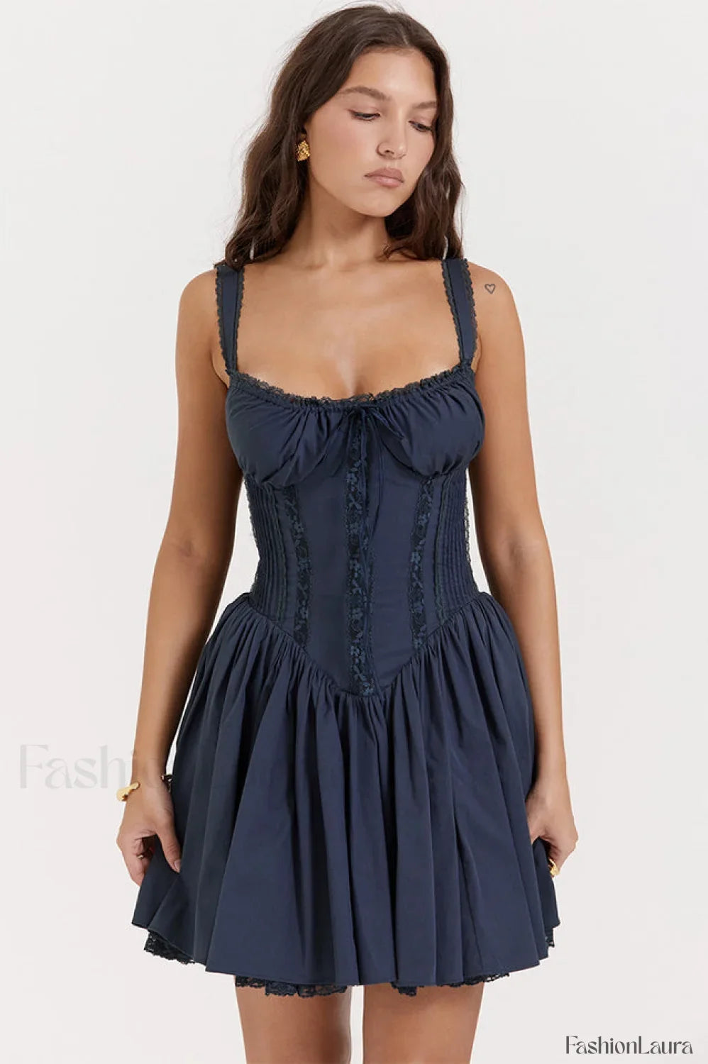 Pietra White Stylish Corset Mini Dress