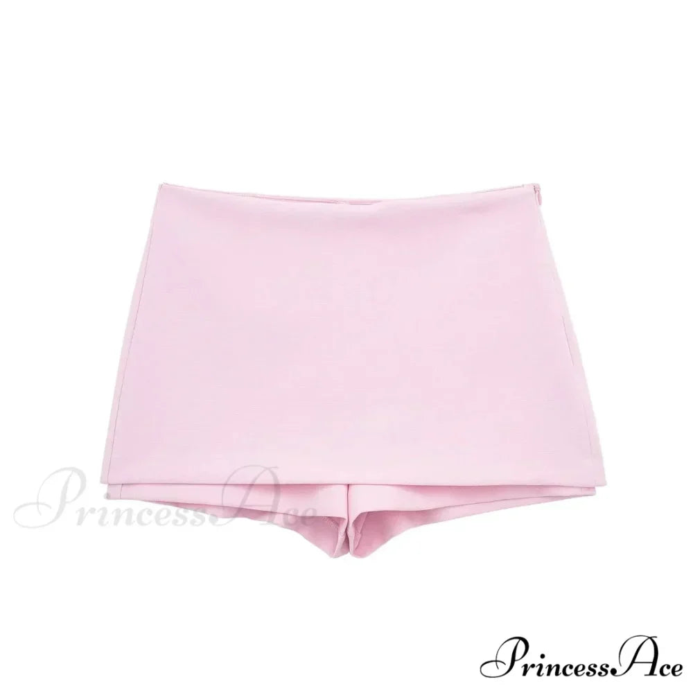 Pink Halter Sleeveless Charming Top And Skort Set