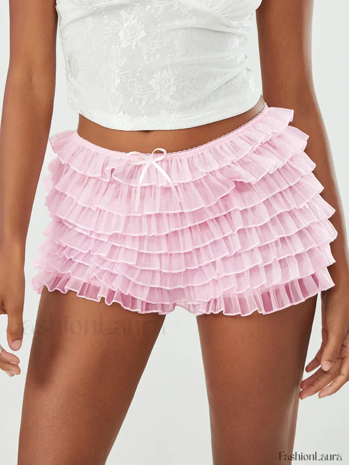 Pink Lace Ruffled Bloomer Skirt