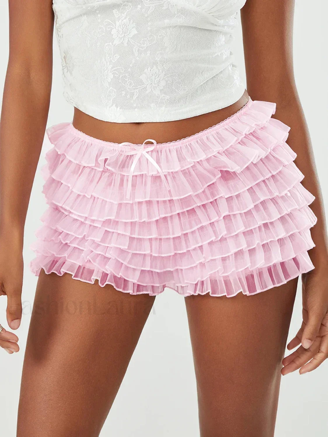 Pink Lace Ruffled Bloomer Skirt