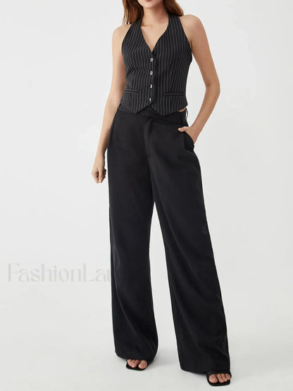 Pinstripe Charming Halter Vest
