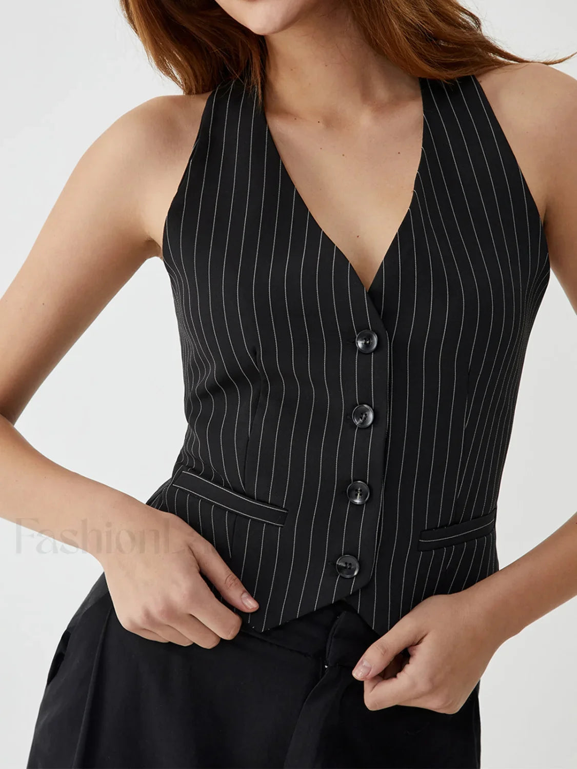 Pinstripe Charming Halter Vest