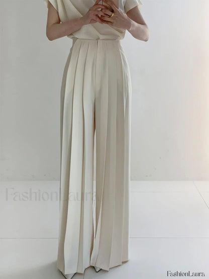 Pleated High Waist Wide Leg Pants