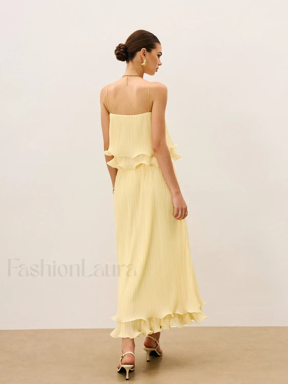 Pleated Layered Ruffle Skirt Set