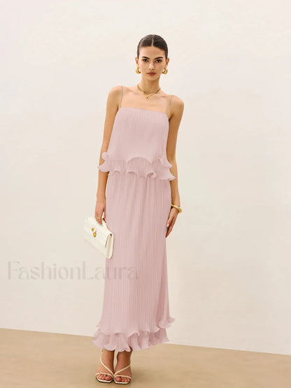 Pleated Layered Ruffle Skirt Set