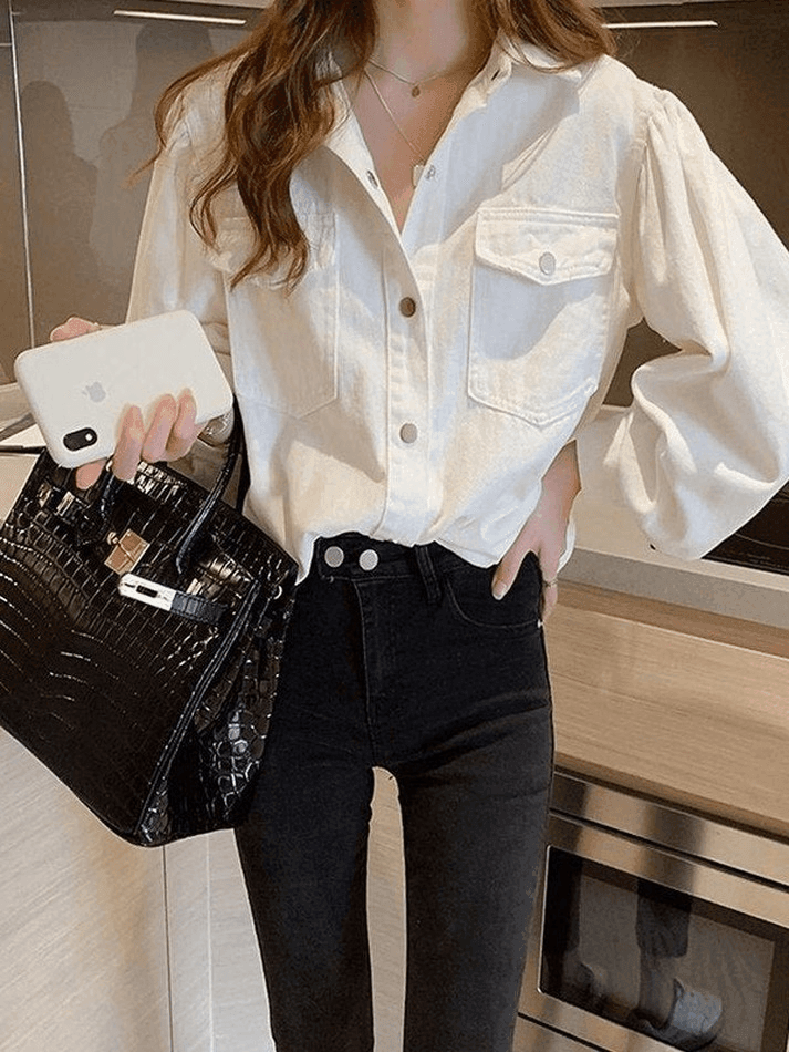 Pleated Long Sleeve Blouse