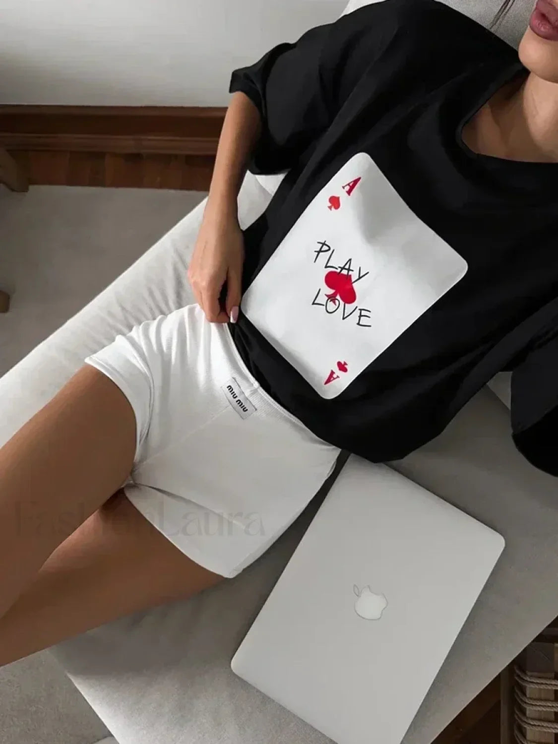 Poker Card Printed Loose Cotton T-Shirt