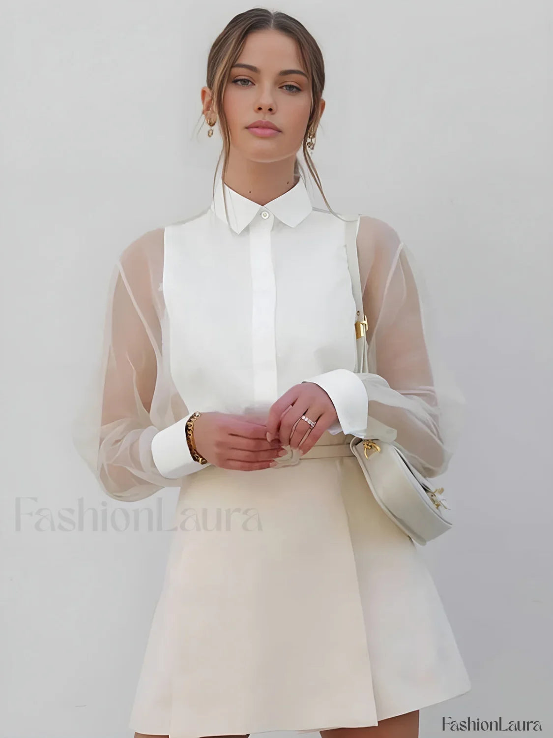 Puff Sleeve Graceful Organza Shirt