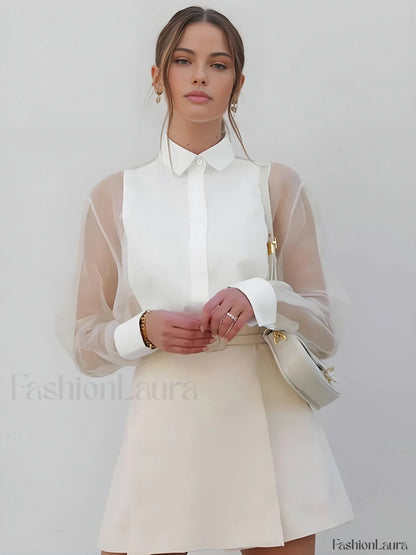 Puff Sleeve Graceful Organza Shirt