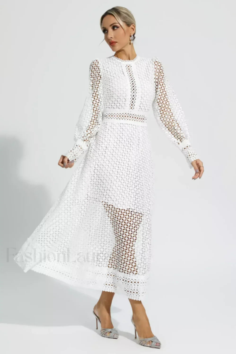 Puff Sleeves Fit Charming & Flare Midi Dress