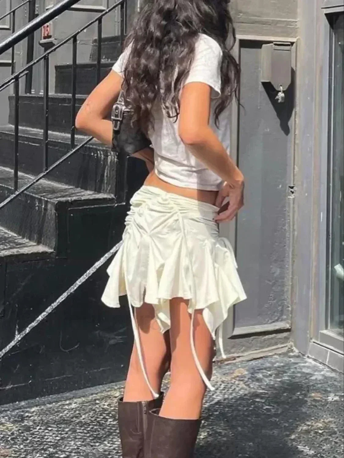 Punk Duck Irregular Ruched Mini Skirt