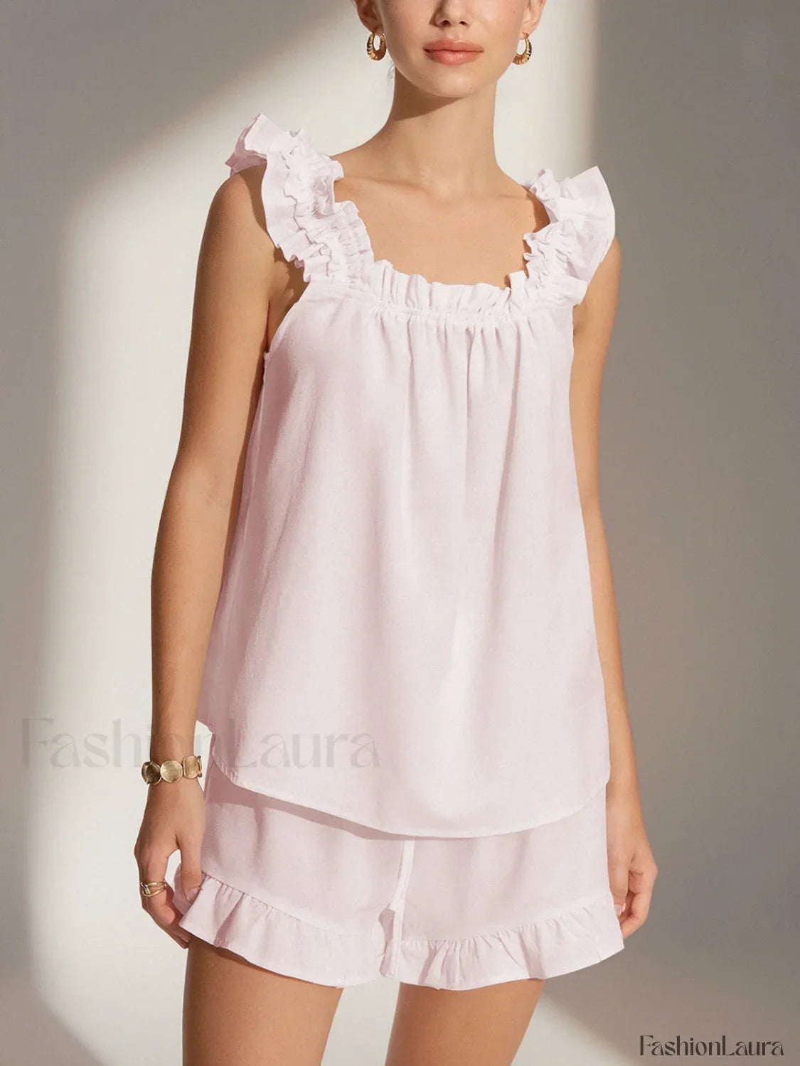 Pure Cotton Ruffle Shorts Set